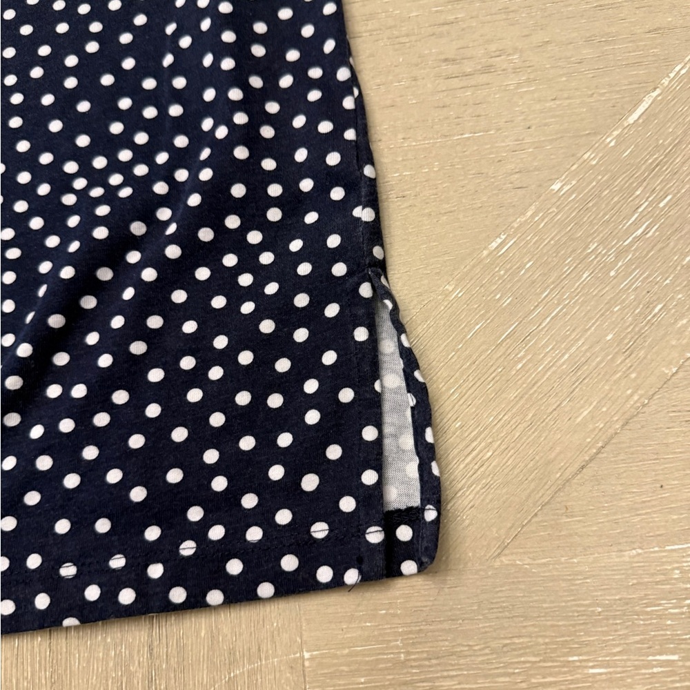 Woman Within Navy Polka Dot V-Neck Short Sleeve Top - Picture 3 of 4